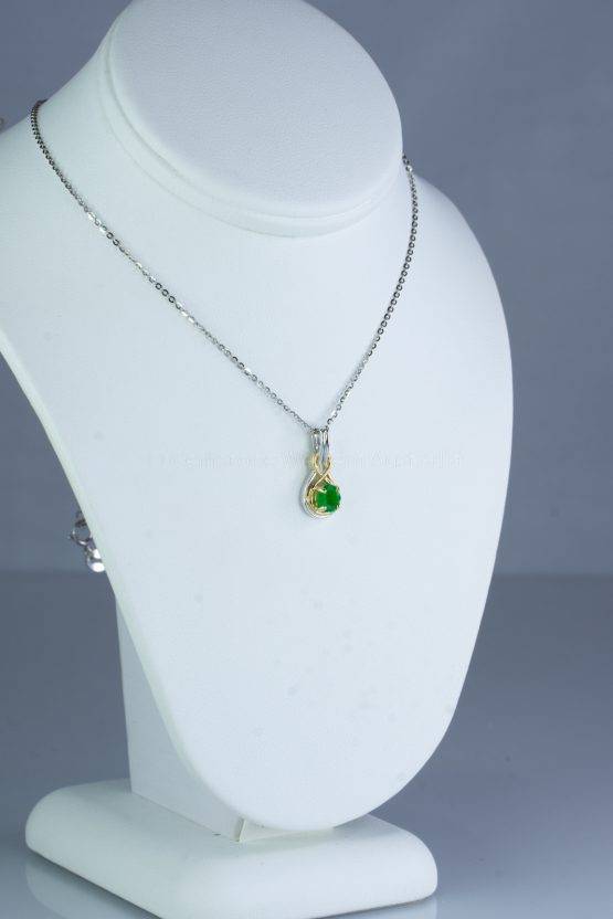 Natural Colombian Emerald Pendant Necklace in 18K Two Tone Gold - 1982421-2