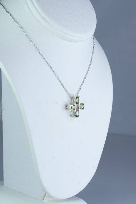 Natural Sapphire Pendant Sapphire Cross Pendant in 18k Gold - 1982422-2