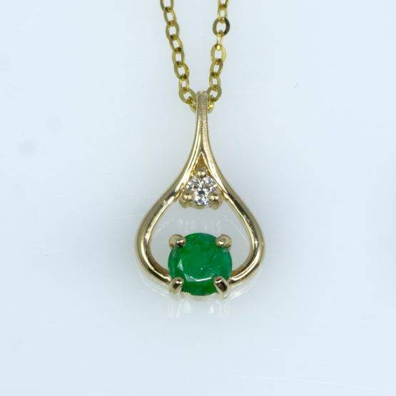 Natural Colombian Emerald and Diamond Pendant 18K Gold - 1982419-4