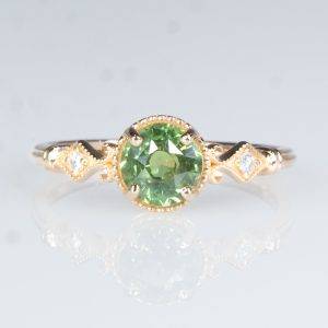 1 Carat Green Sapphire Ring Green Sapphire Diamond Ring - 1982425