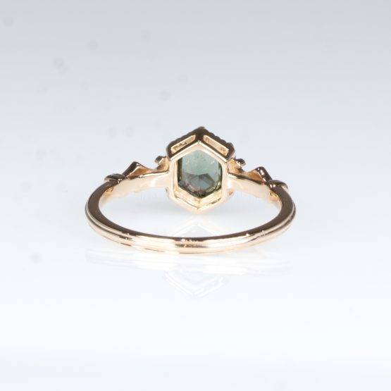Hexagon Teal Sapphire and Diamonds Ring - 1982428-2