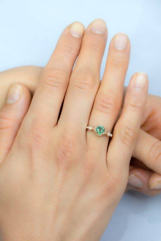 1 Carat Green Sapphire Ring Green Sapphire Diamond Ring - 1982425-3