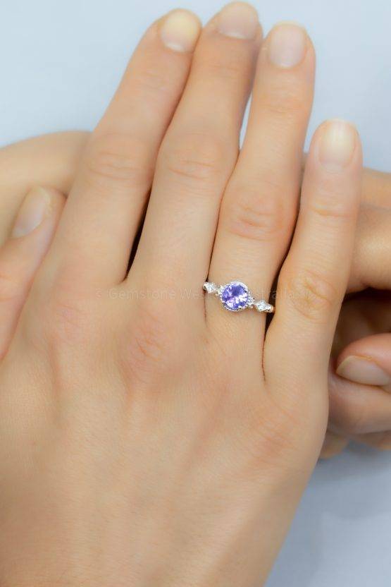 1 Carat Violet Sapphire Ring Violet Sapphire Diamond Ring - 1982427-3