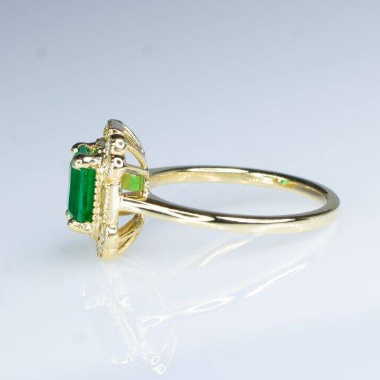 Art Deco Style Colombian Emerald Ring Emerald and Diamond Dress / Statement Ring - 1982429-3