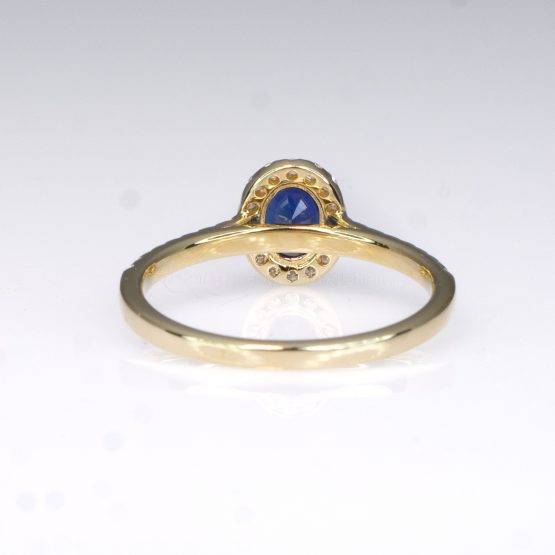 Natural Unheated Blue Sapphire Ring Diamond Halo Ring in 18K Yellow Gold - 1982432-1