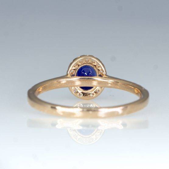 Natural Unheated Blue Sapphire Ring Diamond Halo Ring in 18K Rose Gold - 1982433-2
