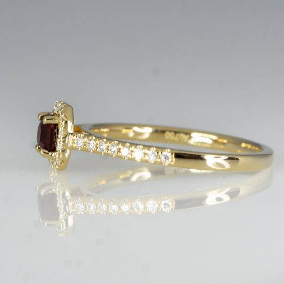 Natural Ruby Diamond Ring Ruby Halo Engagement Ring 18K Gold - 1982434