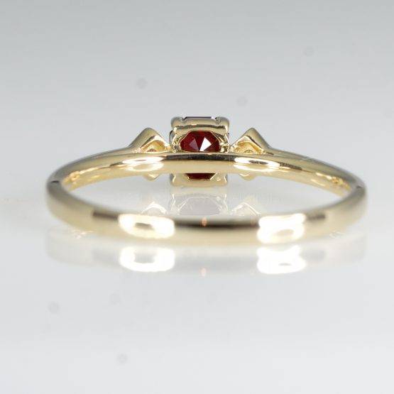 Ruby and Diamond Ring Three Stone Ring Petite Minimal Thin Ring in Yellow Gold - 1982435-1