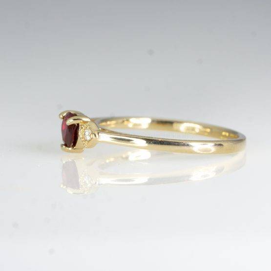 Heart Shape Ruby and Diamond Ring in Yellow Gold - 1982436