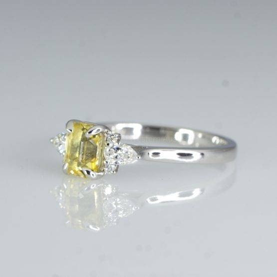 Natural Unheated Yellow Sapphire and Diamonds Ring Ceylon Yellow Sapphire Ring in White Gold - 1982448-5