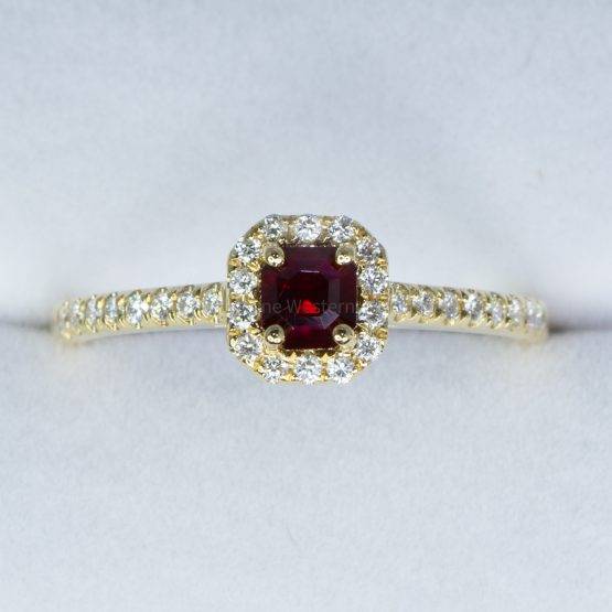 Natural Ruby Diamond Ring Ruby Halo Engagement Ring 18K Gold - 1982434-3