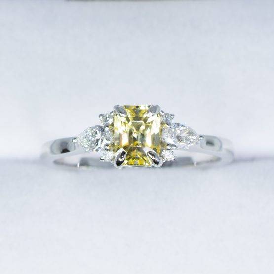 Natural Unheated Yellow Sapphire and Diamonds Ring Ceylon Yellow Sapphire Ring in White Gold - 1982448-3