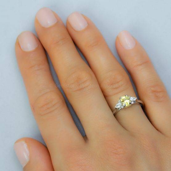 Natural Unheated Yellow Sapphire and Diamonds Ring Ceylon Yellow Sapphire Ring in White Gold - 1982448-4
