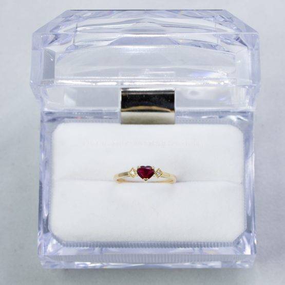 Heart Shape Ruby and Diamond Ring in Yellow Gold - 1982436-3