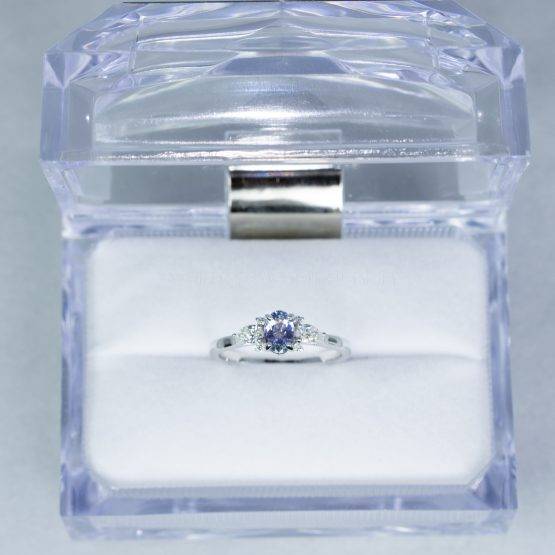 Violet Blue Sapphire and Diamond Ring in White Gold - 1982449-2