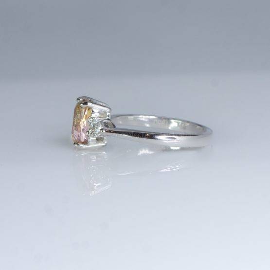 2.04 Carat Cushion Cut Padparadscha Sapphire and Diamond Ring in Pt950 - 1982458-1