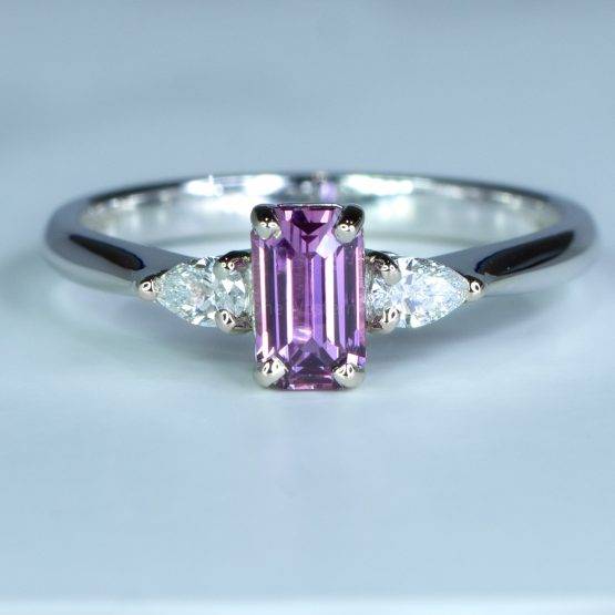 Unheated Pink Sapphire and Diamond Ring in White Gold - 1982462