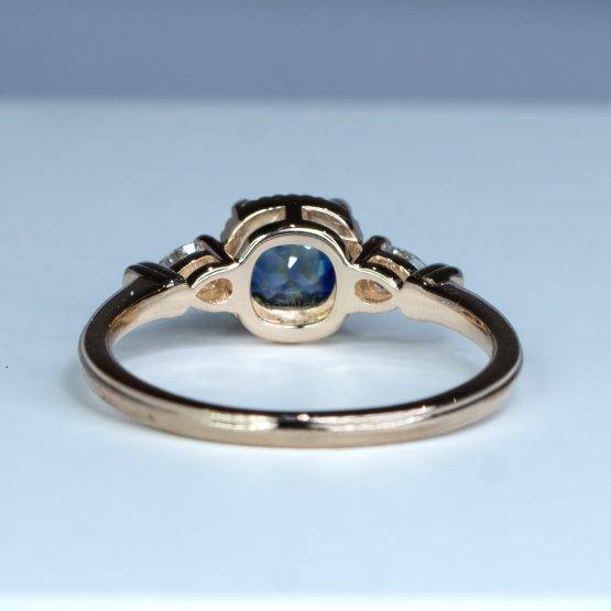 Unheated Teal Sapphire and Diamond Ring in Rose Gold - 1982460-2