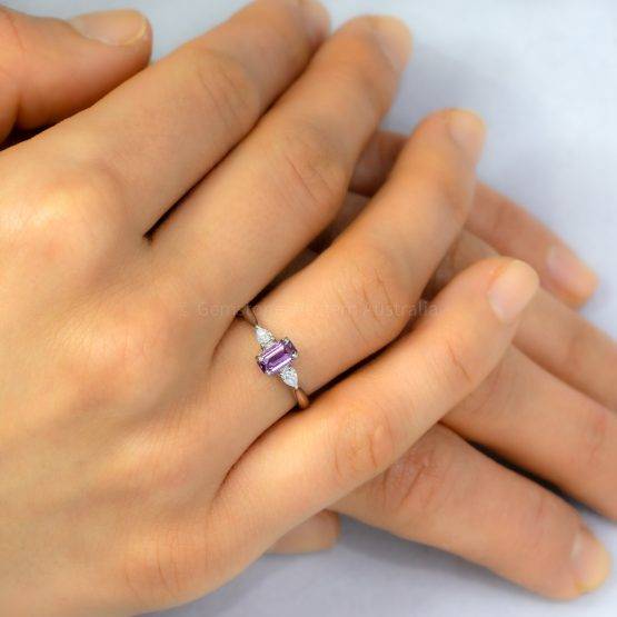 Unheated Pink Sapphire and Diamond Ring in White Gold - 1982462-2