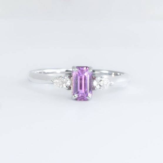 Unheated Pink Sapphire and Diamond Ring in White Gold-1982462-10