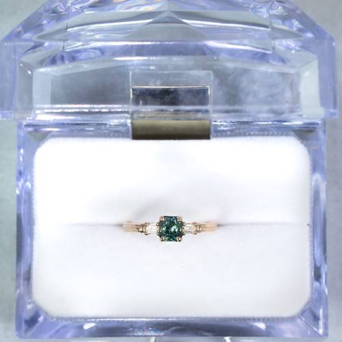Natural Teal Sapphire and Diamonds Ring Teal Sapphire Engagement Ring - 1982466-3