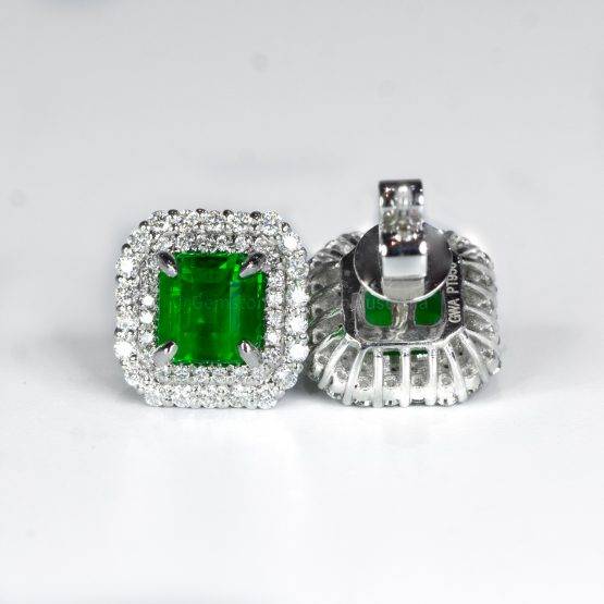 Fine Natural Colombian Emerald Earrings PT950 - 1982471-1