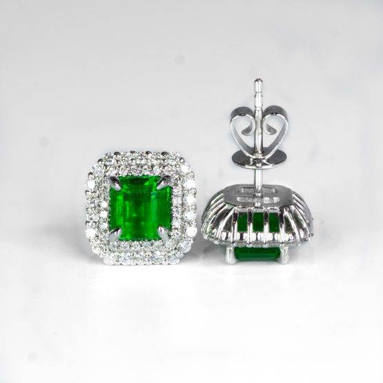 Fine Natural Colombian Emerald Earrings PT950 - 1982471-2