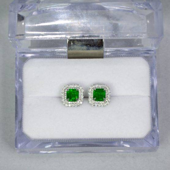 Fine Natural Colombian Emerald Earrings PT950 - 1982471-3