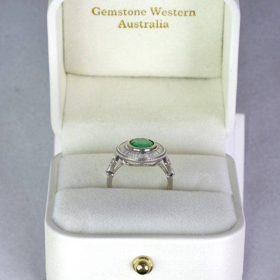 Vintage Style Colombian Emerald Ring ArtDeco Diamond Halo Ring - 1982479-6