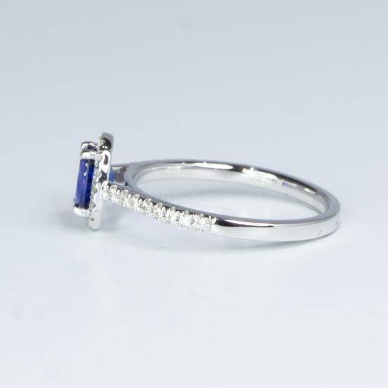 Classic Sapphire Halo Ring in 18K White Gold - 1982480-2