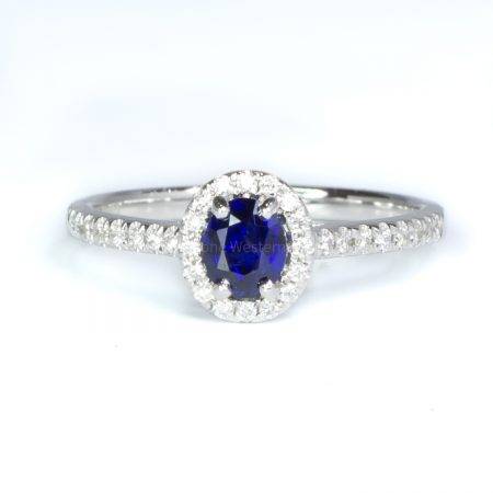 Royal Blue Sapphire and Diamond Ring in 18K Gold - 1982481