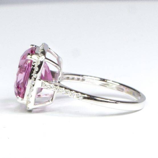 Natural Pink Topaz and Diamond Halo Ring - 1982482-1