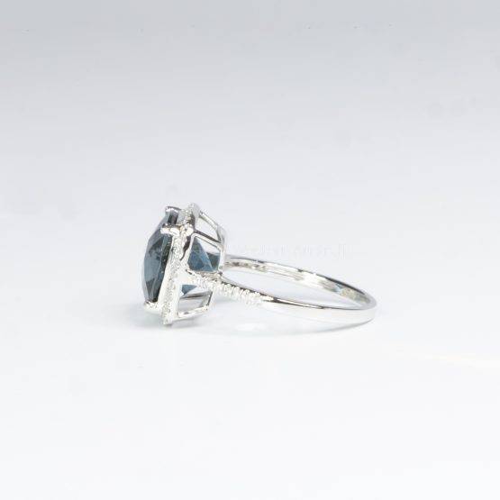 Natural London Blue Topaz and Diamonds Ring 18K White Gold - 1982485-1