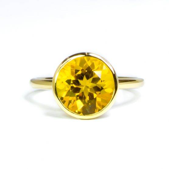 Natural Citrine Cocktail Ring Citrine Dress Ring in Yellow Gold - 1982486-1