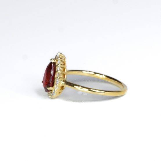 Unheated Natural Ruby 1.61ct Pear Ruby Halo Ring - 1982490