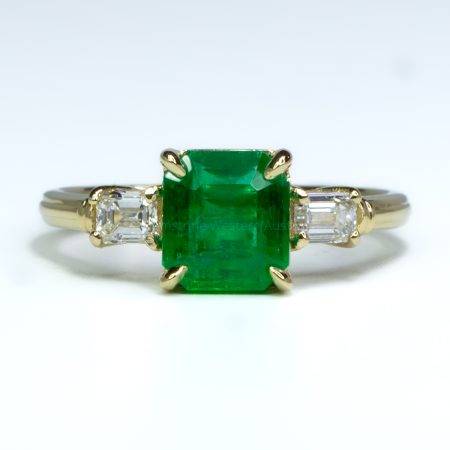Colombian Emerald Three Stone Ring Emerald Cut Emerald Ring - 1982488-1