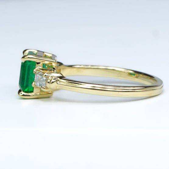 Colombian Emerald Three Stone Ring Emerald Cut Emerald Ring - 1982488-2