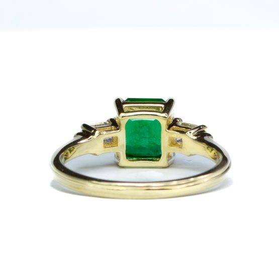 Colombian Emerald Three Stone Ring Emerald Cut Emerald Ring - 1982488-3