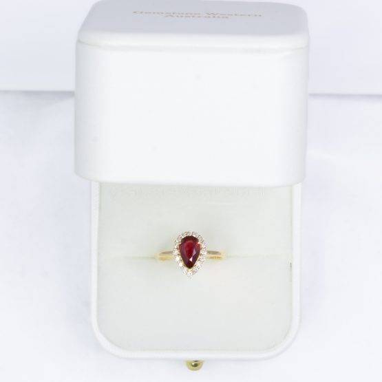 Unheated Natural Ruby 1.61ct Pear Ruby Halo Ring - 1982490-4