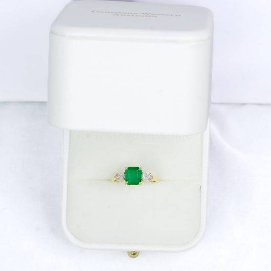 Colombian Emerald Three Stone Ring Emerald Cut Emerald Ring - 1982488-4