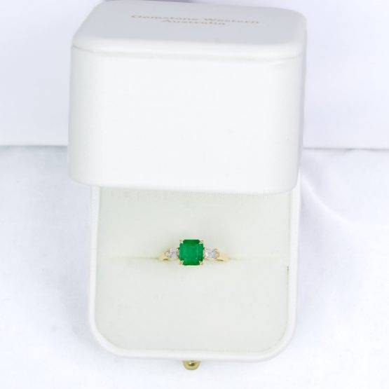 Colombian Emerald Three Stone Ring Emerald Cut Emerald Ring - 1982488-5