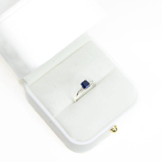 Sapphire and Diamonds Three Stone Ring in 18k White Gold - 1982134-4