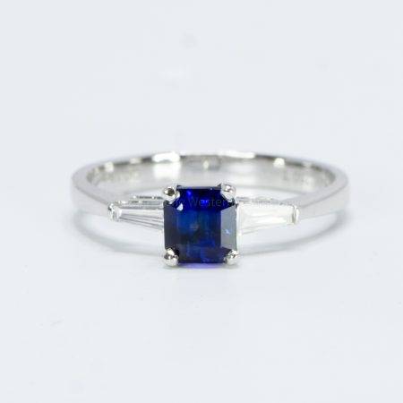 Sapphire and Diamonds Three Stone Ring in 18k White Gold - 1982134-3