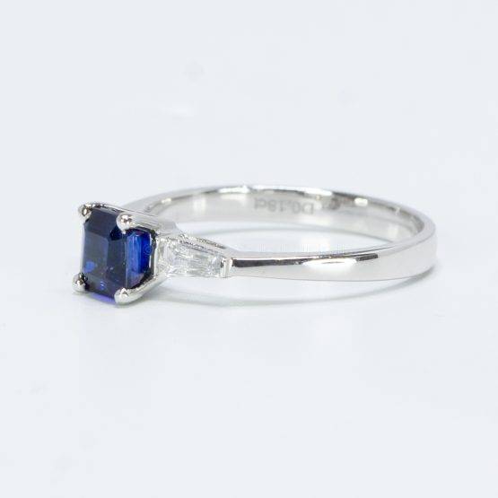 Sapphire and Diamonds Three Stone Ring in 18k White Gold - 1982134-2