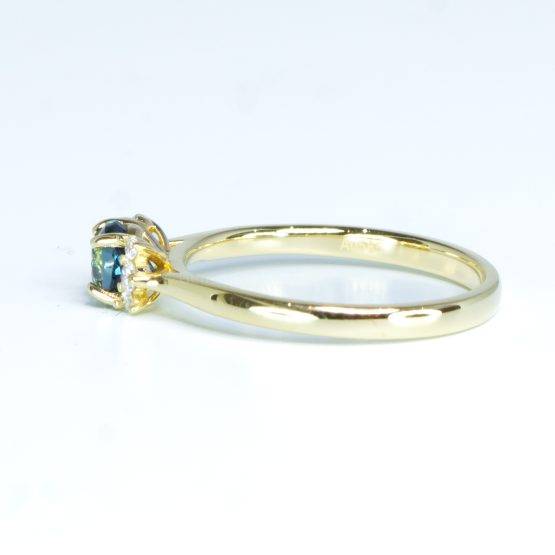 Natural Teal Sapphire and Diamonds Ring in 14K Gold - 1982507-1
