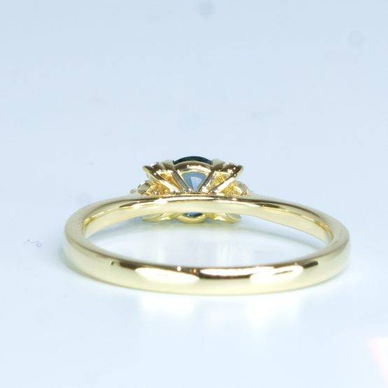 Natural Teal Sapphire and Diamonds Ring in 14K Gold - 1982507-2