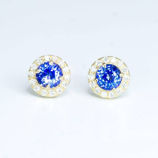 Vivid Royal Blue Sapphire and Diamond Earrings 2.72 Total Carat Weight Natural Ceylon Sapphire Stud Earrings - 1982508-3