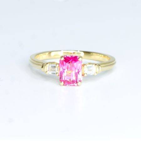 Natural Padparadscha Sapphire and Diamonds Ring in 14K Gold - 1982513