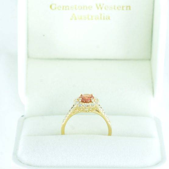 Natural Padparadscha Sapphire Halo Ring Padparadscha and Diamonds Ring in 18K Gold - 1982515-2