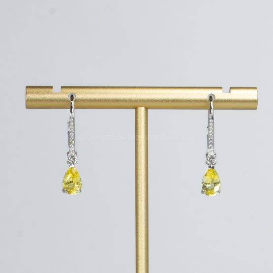 Natural Unheated Yellow Sapphire Dangle Earrings Yellow Sapphire Diamond Earrings - 1982517